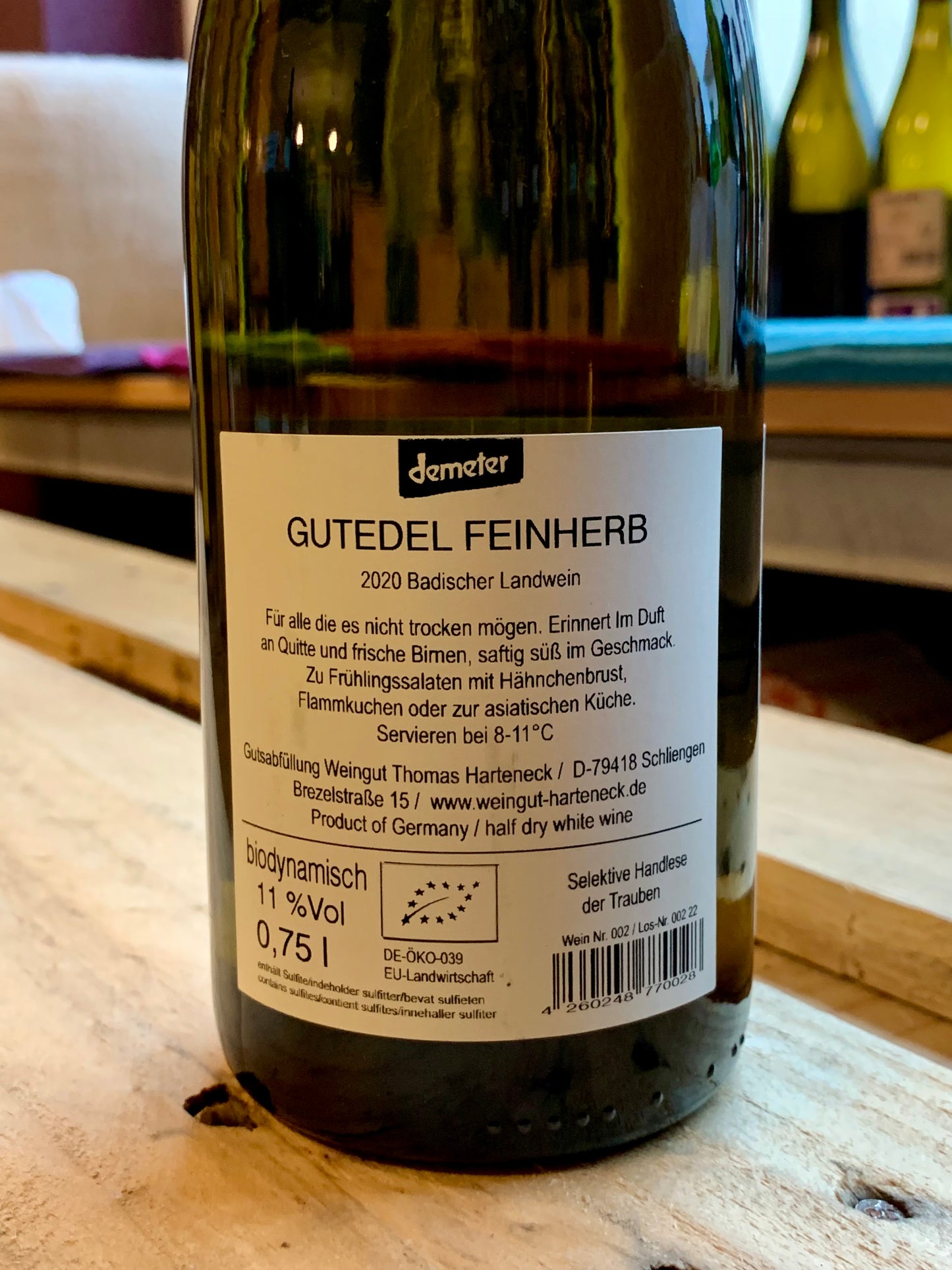 Gutedel feinherb 2020 Thomas Harteneck Baden/Bio