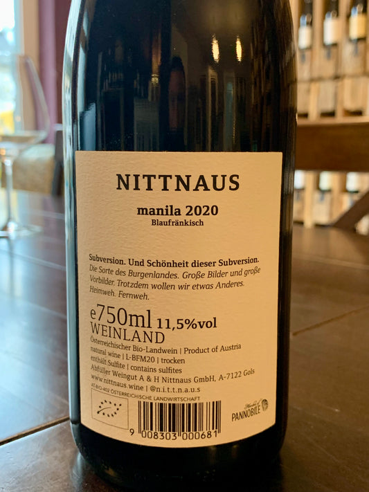 Manila Blaufränkisch 2020 A&H Nittnaus Burgenland/Bio
