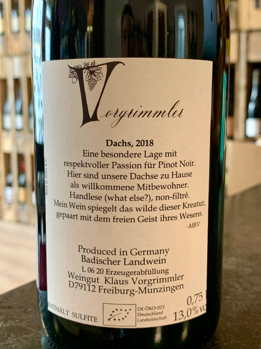 Pinot Noir 2018 Dachsberg Weingut Vorgrimmler Baden/Bio