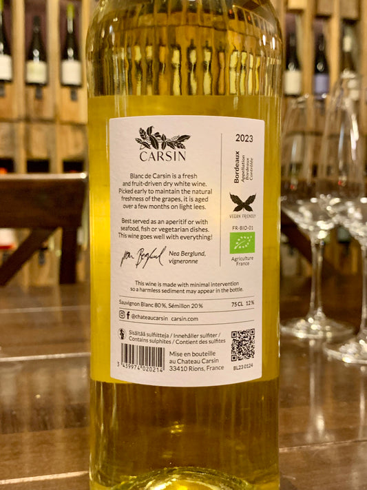 Blanc de Carsin 2023 Château Carsin Bordeaux/Bio
