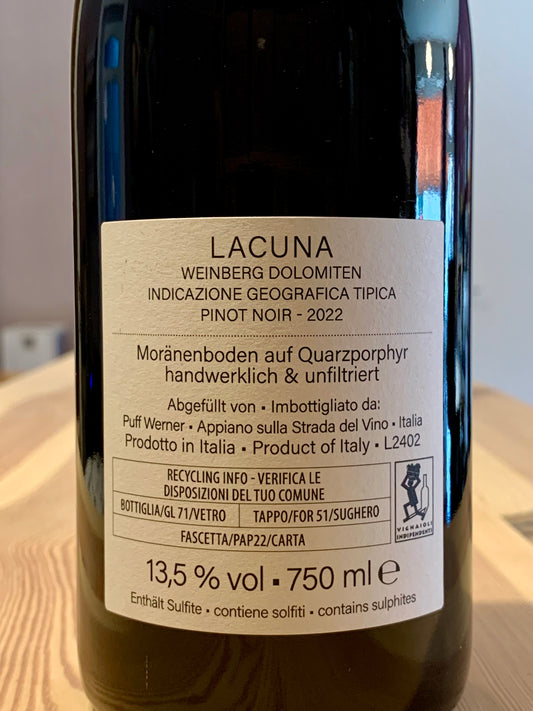 Lacuna Pinot Noir 2022 IGT Weinberg Dolomiten Michael Puff Südtirol