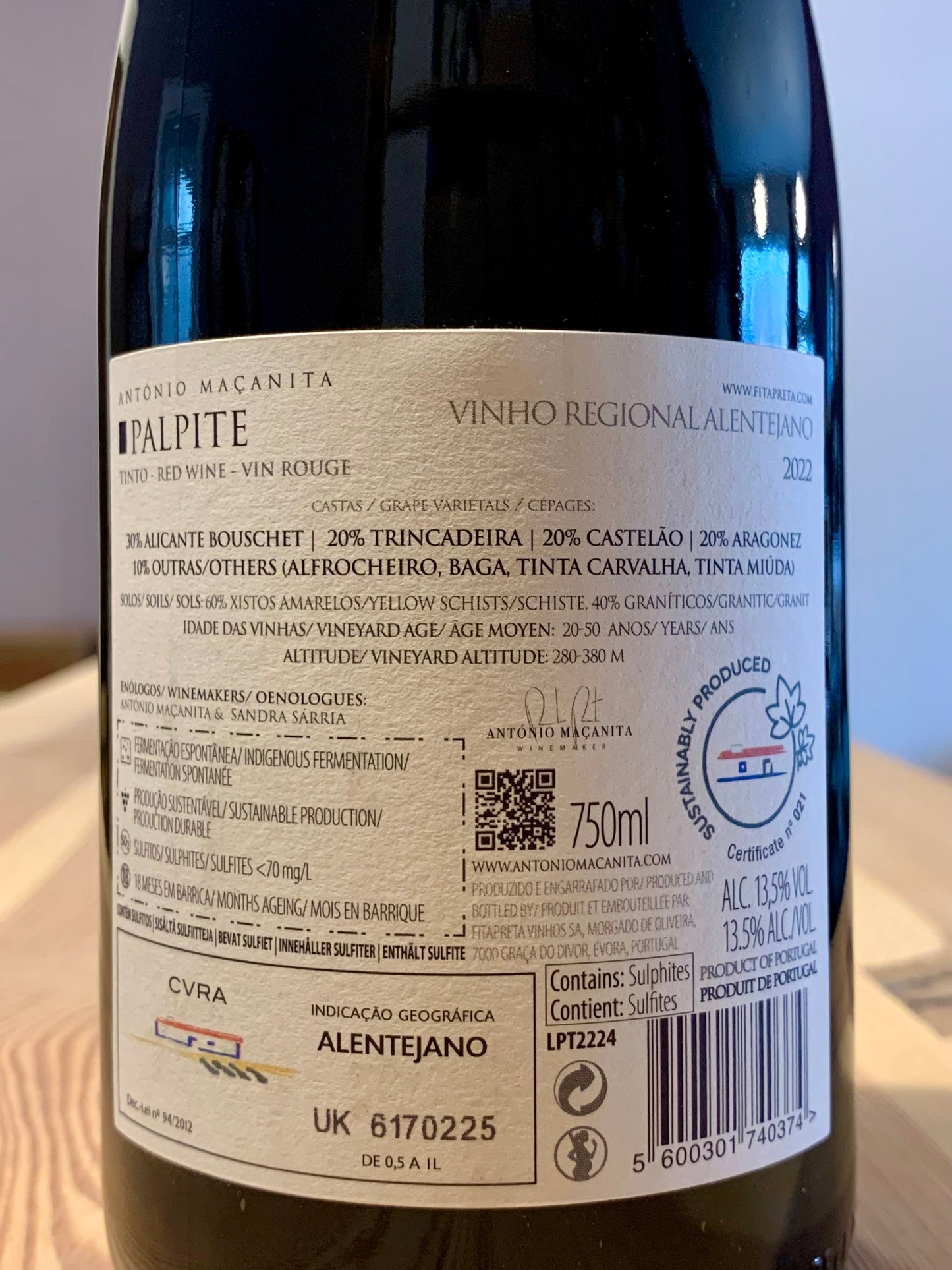Fitapreta Palpite Tinto Reserva 2022 Antonio Macanita Alentejo