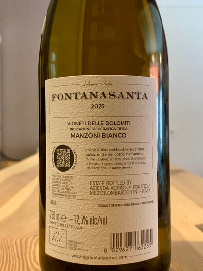 Foradori 2025 Fontanasanta Manzoni Bianco Vigneti delle Dolomiti IGT Trentino/Bio