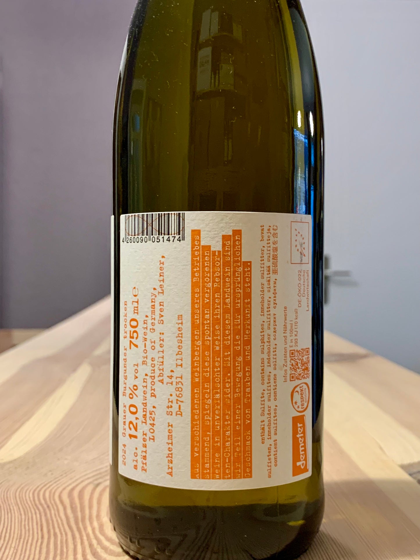 Grauer Burgunder Handwerk 2024 Sven Leiner Pfalz/Bio