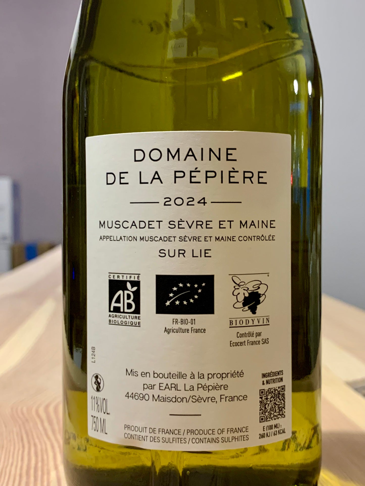 Muscadet Sèvre et Maine sur lie Domaine de la Pépière 2024/Bio