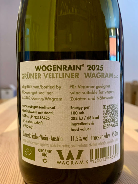 Wogenrain Grüner Veltliner 2025 Weingut Söllner Wagram/Bio