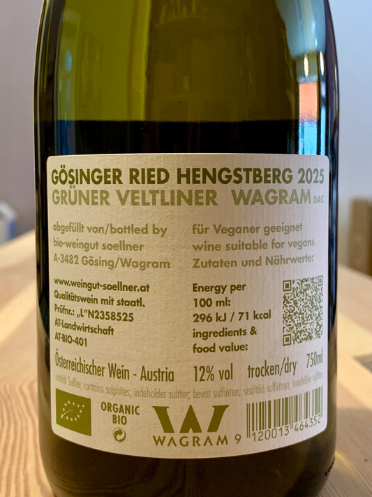 Ried Hengstberg 2025 Grüner Veltliner Weingut Söllner Wagram/Bio