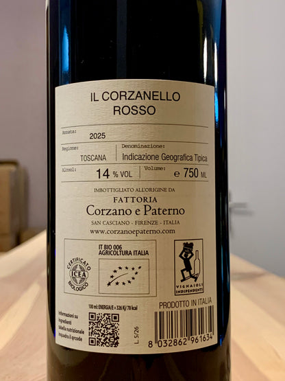 Il Corzanello Rosso 2025 Corzano e Paterno Toscana/Bio