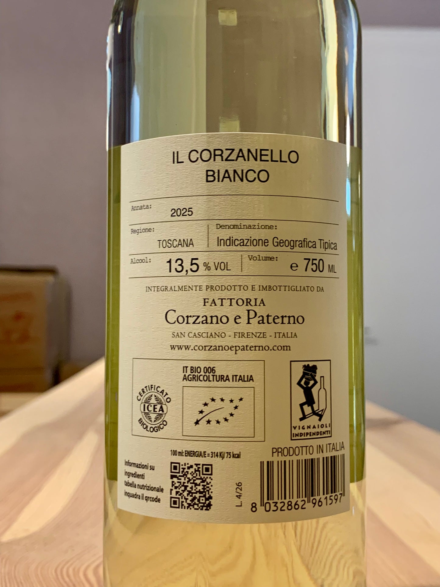 Il Corzanello Bianco IGT 2025 Corzano e Paterno Toscana/Bio