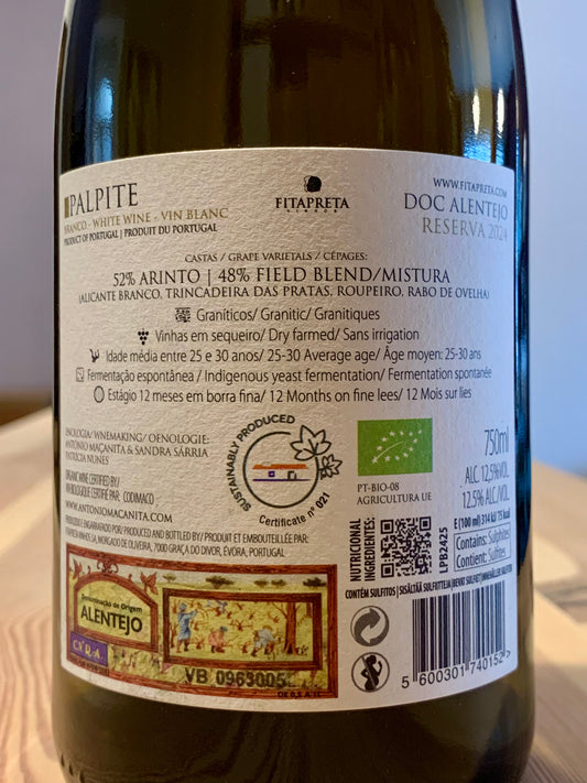 Fitapreta Palpite Branco Reserva 2024 Antonio Macanita Alentejo/Bio