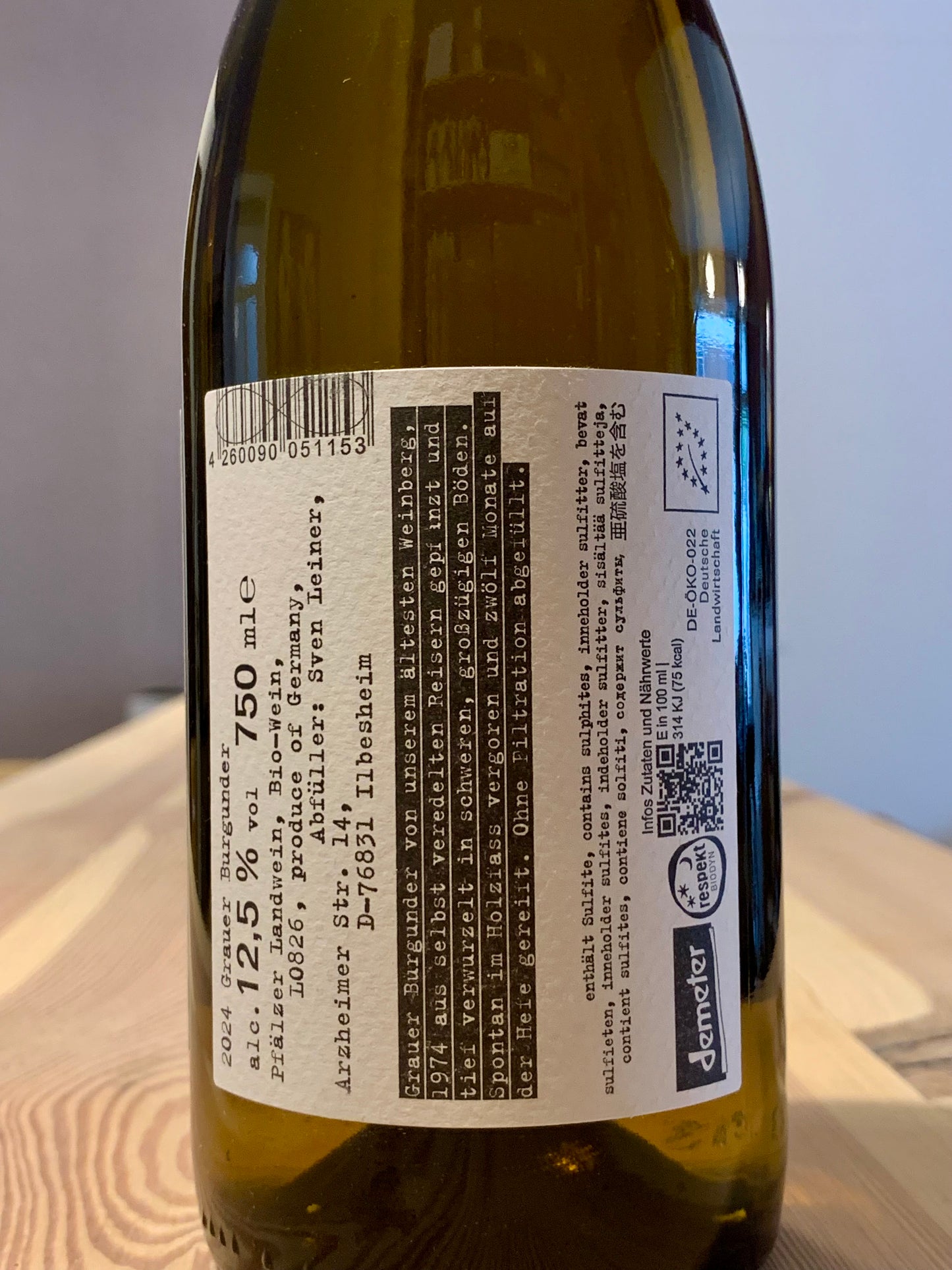 Grauer Burgunder Lehm.Boden 2024 Sven Leiner Pfalz/Bio