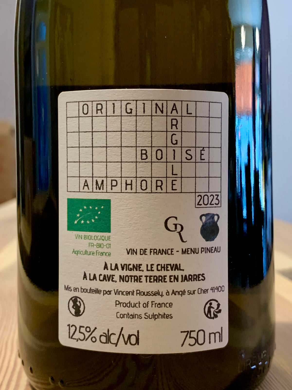 Irréductible Menu Pineau 2023 Amphore Clos Roussely Loire-Touraine/Bio